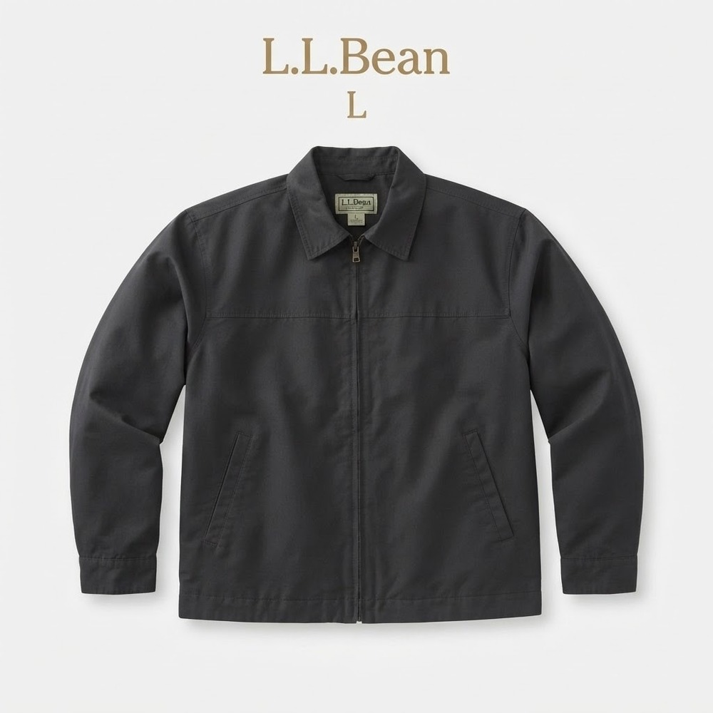 L.L.Bean Full-Zip Jacket Collared Utility Windbreaker L Black